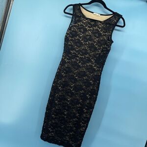 Soprano Dress Women's Small Black‎ Lace Overlay Bodycon Nude Lined Whimsigoth